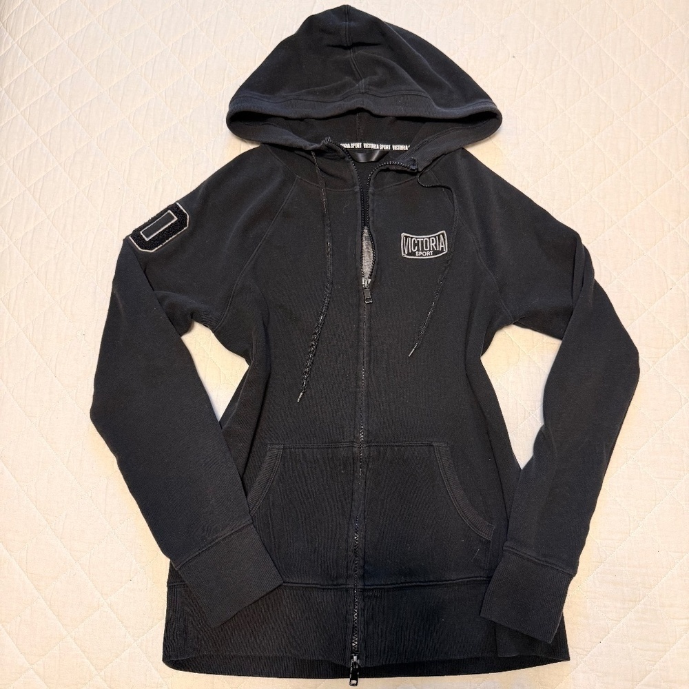 Y2K Black Victoria's Secret zip-up hoodie